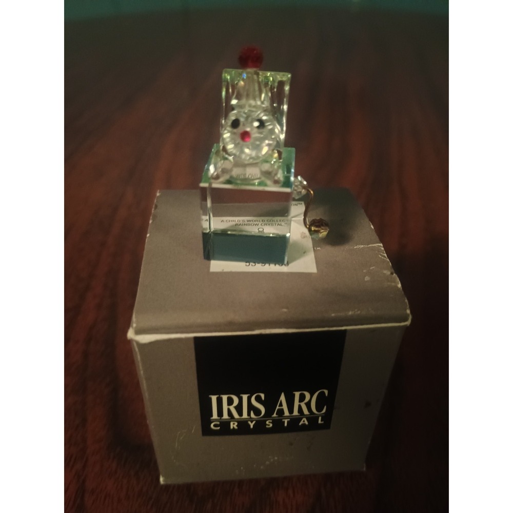 Rare Iris Arc Hand Crafted Jack In The Box Crystal Glass Figurine with Box New